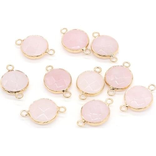 2pcs Natural Rose Quartzs Pendant Connectors Irregural Connectors Pendant Charms for Making Jewelry Necklace Gift 15x24mm