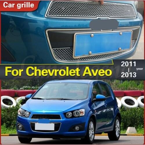 For Chevrolet Aveo 2011 2012 2013 Grill Grille Front Racing Cover High Quality stainless steel Honeycomb Mesh Body 2pcs