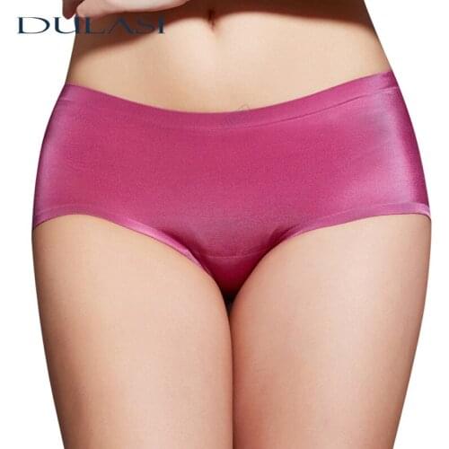 Sexy Ice Silk Women Panties Seamless Underwear Mid Waist Cotton Crotch Briefs Amazing Slip Underpants Solid Color Soft 4pcs/Lot