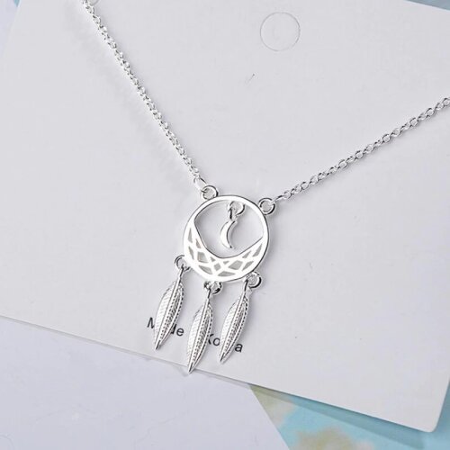 925 Sterling Silver Tassel Dreamcatcher Charm Pendent Necklace For Women Girls Party Wedding Fashion Jewelry Choker dz143