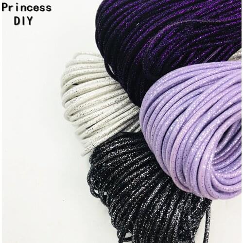 5M/Lot Jewelry Making Findings Round 3mm Metallic Glitter Cord PU Fabric Rope Strip DIY Bracelet Necklace Choker Craft Material