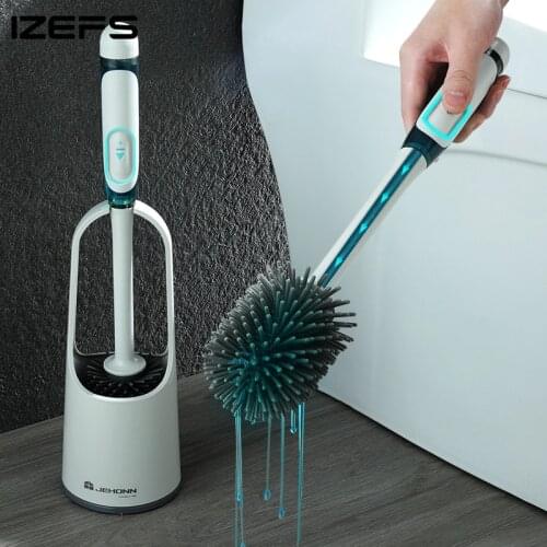 IZEFS Silicone Toilet Brush With Cleaning Tube Wall-Mounted Cleaning Tools No Dead Corners Toilet Wash Set Bathroom Accessories