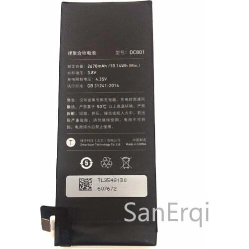 DC801 Replacement Battery For Smartisan T2 SM801 smartphone Built-in Li-ion bateria Li-Polymer Batterie Battery