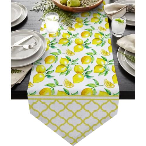 Summer Fresh Lemon Yellow Moroccan Modern Table Runner Wedding For Party Event Home Decoration Table Cover Mat Decor Accessories