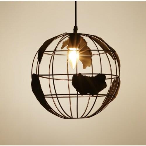 LED american retro personality creative globe pendant light restaurant cafe wrought iron bar Single head pendant lights