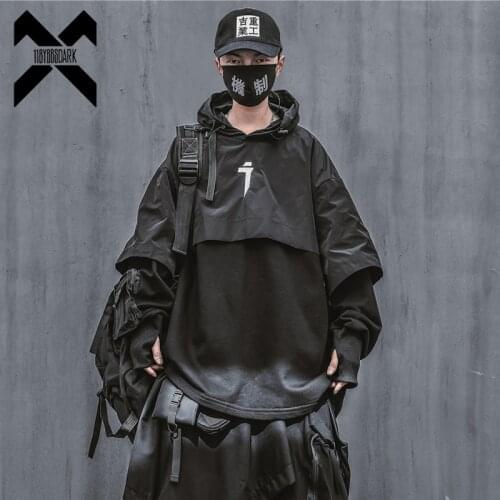 11 BYBBS DARK Techwear Hoodie Mens 2021 Fake two Pieces Embroidery Pullover Hip Hop Streetwear Hoodies Sweatshirts WB078