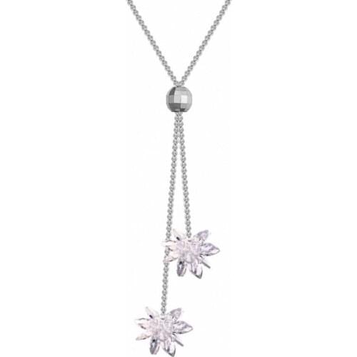 TRACYSWING Element AAA Zirconia Micro Inlays Fashion Flower Tassel Pendant 2 Color Necklace For Women Valentines Gift Th-131094