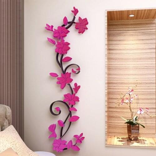 High Quality Colorful 3D Flower Removable DIY Rose Stickers Decal Mural Home Room Decors Vinyl Quote Wall Sticker
