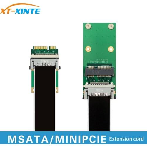 XT-XINTE 30/50/80/100cm MSATA/MiniPCIE Extension Cable Adapter Half Height Full Height Mini PCI Express Riser Card SSD Interface
