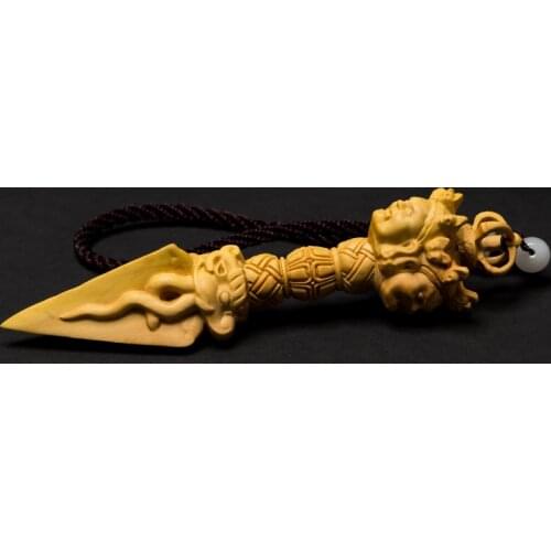 14-25CM Yellow Wood Gada Mallet Blunt Indian Subcontinent Hand Carve Gada-yuddha Art Mace Collection