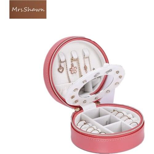 Mrs.Shawn Womens Mini stud earrings rings Jewelry Box Useful Makeup Organizer With Zipper Travel Portable Jewelry Box