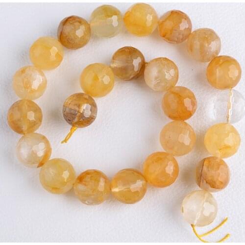 Womens Natural 16mm Brazilian Golden Quartz Faceted Rondelle Nugget Beads 15" Strand