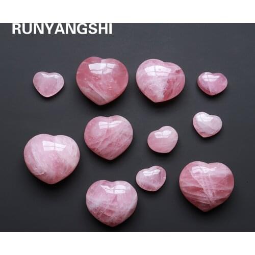 1PC Madagascar Natural Rose Quartz Big heart Pink Healing Stone Crystal handicraft ornaments Reiki Gem Home Decoration