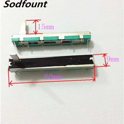 1pcs Mixer fader straight sliding volume potentiometer B10K long 60MM stroke 45MM handle height 15MM