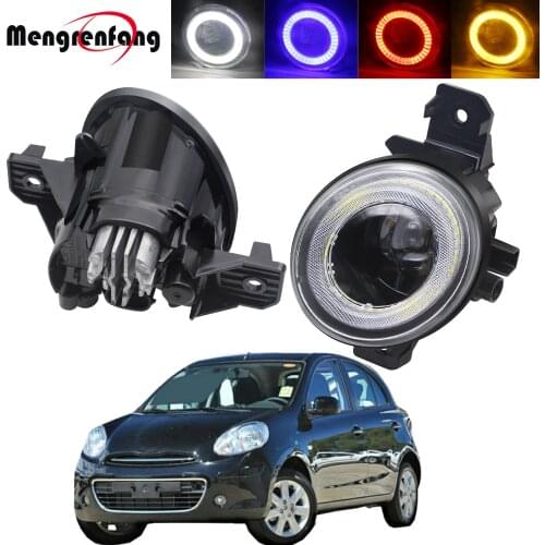 2in1 Car LED Fog Light Assembly Angel Eye Daytime Running Lamp DRL H11 12V For Nissan Micra March 4/IV (K13) Hatchback 2010-2018