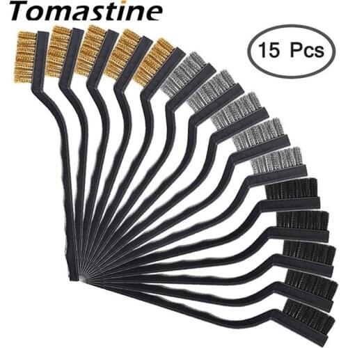 6/12/15pcs Wire Brass Brush 170mm Mini Brushes Micro Steel Brass Rust Remover Paint Remove Metal Scrubbing Polishing Brush