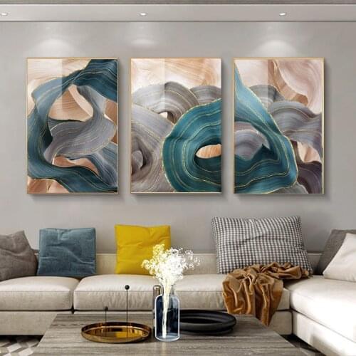 Abstract Luxury Ribbon Poster Modern Nordic Canvas Painting Living Room Bedroom Decoration Wall Picture Golden Art Poster