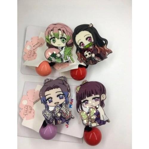 Anime Cartoon Rubber Band Acrylic Girl Rubber Band Cosplay Demon Slayer Blade Rubber Band Girls Headband Cute Rubber Band 2021