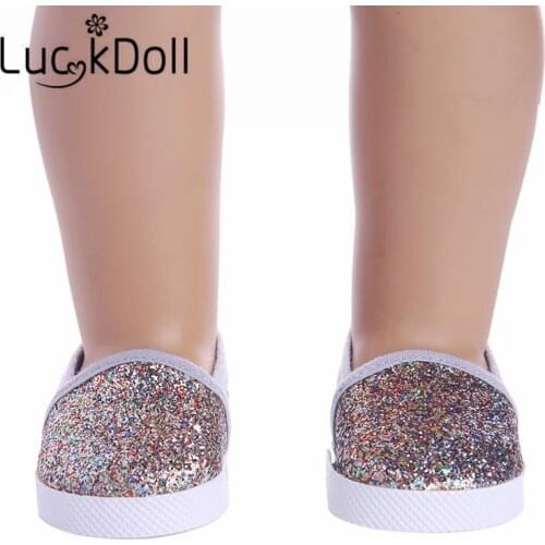 New arrive Popular Light golden shoes fit 18 inch dolldoll accessories gift for children N1084