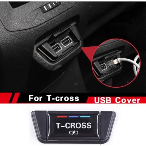 Car Rear Console Center USB Equip Charging Port Protective Cover Dust-proof Frame for Volkswagen VW T-cross Tcross 2019