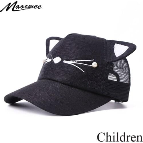 New Children Cartoon Cats Snapback kids Baseball Cap Hip Hop Cap Cartoon Sun Mesh Hat 50-54CM Boys and girls Bones 2-8 years old