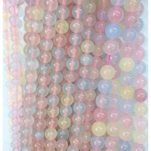 BEAUCHAMP Natural Stone Pink Morgan Charm Round Loose Beads For Jewelry Making Bracelets Needlework DIY Accessories Strand