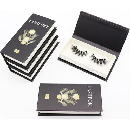 Black Passport Mink Eyelash Packaging Box Mink Eyelashes Wholesale Lashes with Box Custom Lashbox With Logo Makeup Tools