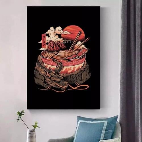 Home Decoration DRAGONS RAMEN Food Canvas HD Prints Poster Cartoon Gift Painting Living Room Wall Art Modular Picture Framework