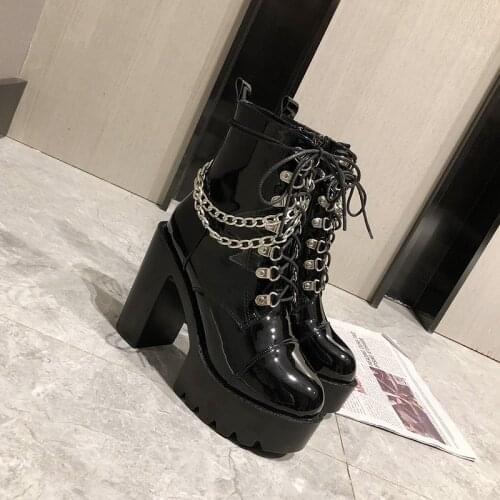 Demon Lolita Gothic Mary Jane Shoes Womens Boots Platform Leather Nightclub Europe and America Martin Boots