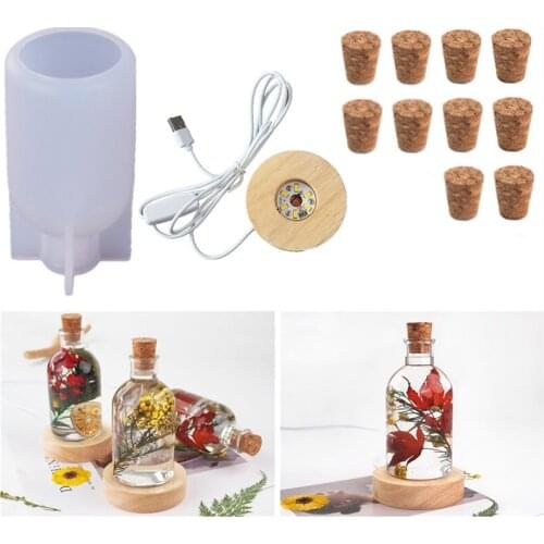 DIY Crystal Epoxy Resin Mold Led Night Light Lamp Holder Bottle Mirror Silicone Mold For Resin