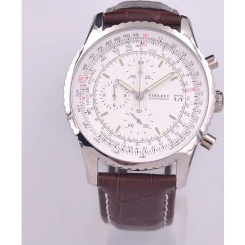 Mens Watches Top Brand Luxury Watch Men corgeut Leather Chronograph Quartz Watch For Male clock Auto Date relogio masculino