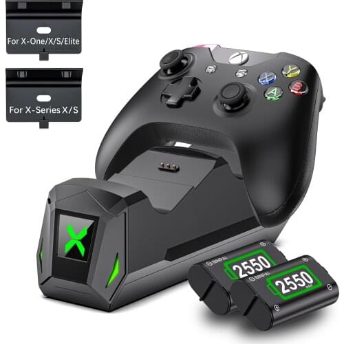 Controller Charging Station Charger for Xbox One/Series X|S/One X|S/One Elite, Dual Charging Dock with 2x2550mAh Battery Packs