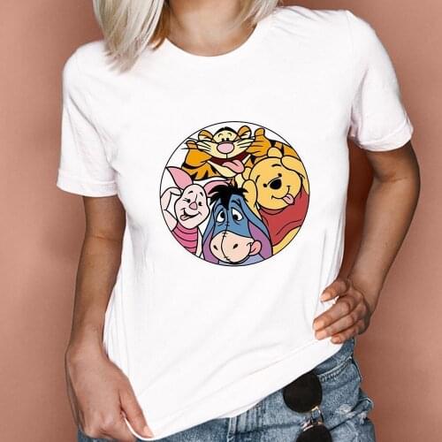 Winnie the Pooh Piglet Eeyore Tigger Print T Shirt Women Short Sleeve O Neck Loose Girl Tshirt Summer Unisex Tee Shirt Tops