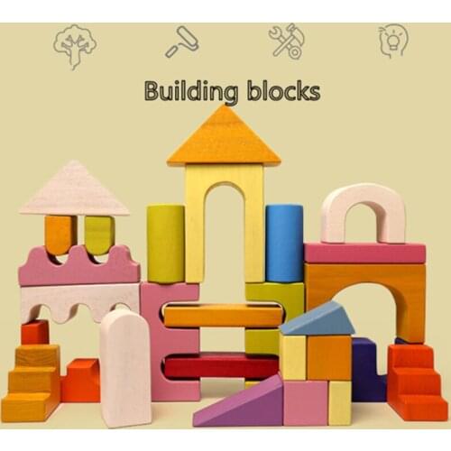 Building blocks rainbow building blocks big solid wood baby intelligence early education pile tower toys children toys birthday