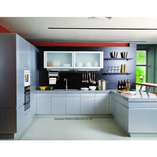 Melamine/mfc kitchen cabinets(LH-ME067)