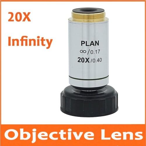 1pc 20X 195 Metal Infinity Plan Achromatic Objective Lens Educational Olympus Biomicroscope Biological Microscope 20.2mm