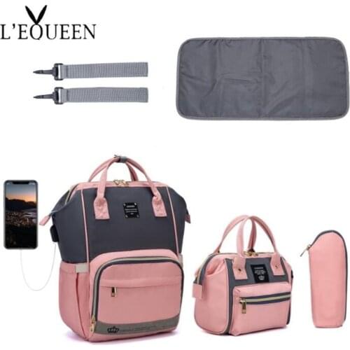 Lequeen Composite Bag Diaper Bag 3PCS/Set Backpack Travel Bag Multifunctional Large Capacity Handbag