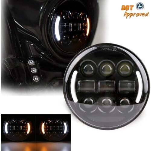 Motorcycle LED Headlight 5.75 Inch with Turn Signal Light 5 3/4" motorbike headlamp for Dyna Softail Sportster 883 XL883 FXCW