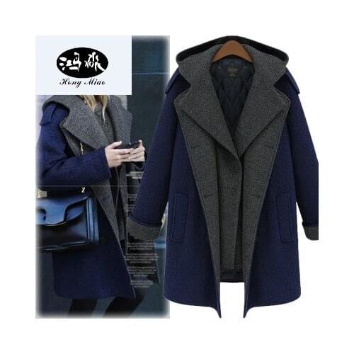 HongMiao 2018 New Fashion Autumn Winter Long Woolen Coat Loose Warm Long Outerwear Woolen Windbreaker Casual Thick Trench Coats