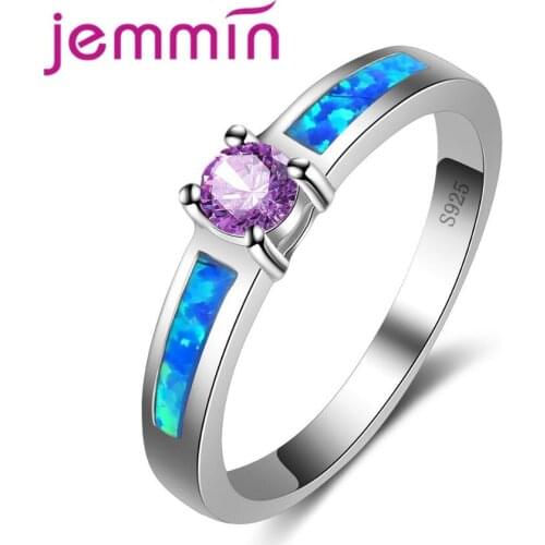 Original Design Blue Fire Opal Rings Fashion Purple Crystal Cocktail Ring Fine Jewelry Precious Christmas Gift for Lady