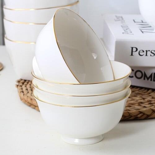 Phnom Penh Bowl Home Japanese-style Kitchen Light Luxury Tableware Rice Bowl Ceramic Bowl 4pcs