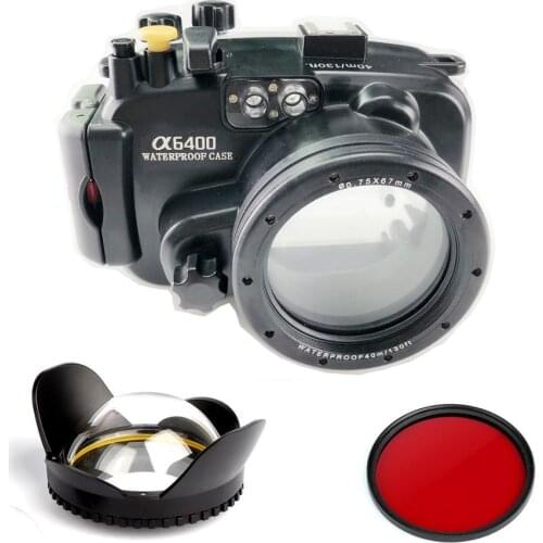 Meikon 40m/130ft Underwater Waterproof Camera Housing Case for Sony a6400 16-50mm Lens