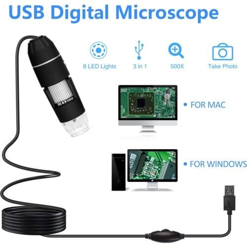 KKMOON Handheld Portable Digital Microscope USB Interface Electron Microscopes with 8 LEDs without Bracket 300000 Pixels