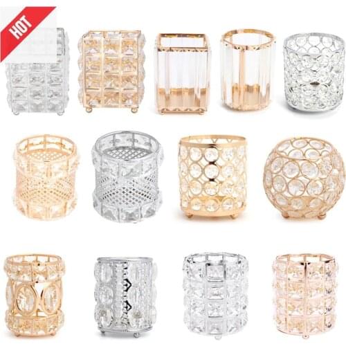 Crystal Makeup Organizer Metal Storage Box European style Eyebrow Pencil Lipstick Holder Makeup Brush Holder Cosmetic Organizer