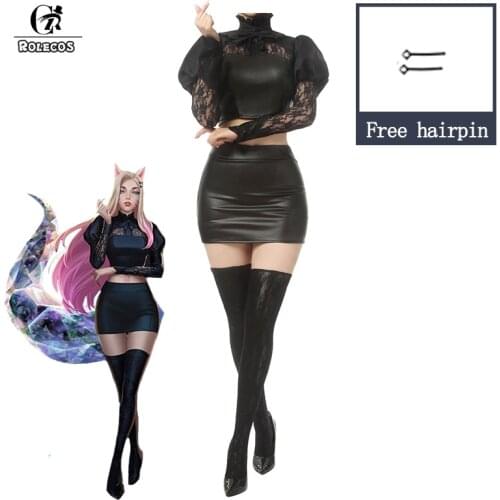 ROLECOS KDA Baddest Ahri Cosplay Costume LOL KDA Cosplay Baddest Ahri Cosplay Outfit Game Sexy Costume for Women Halloween
