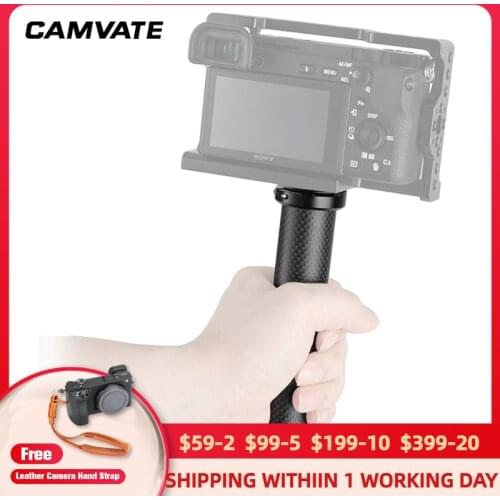 CAMVATE Carbon Fiber Handgrip Support Stabilizer With 1/4"-20 Thread Screw For DSLR Camera/Video Flash Light/Monitor Mounting