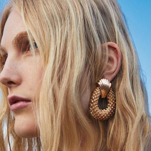 JERPVTE Vintage Earrings for women Fashion Geometric statement earring 2018 metal Dangle earing Hanging trendy jewelry