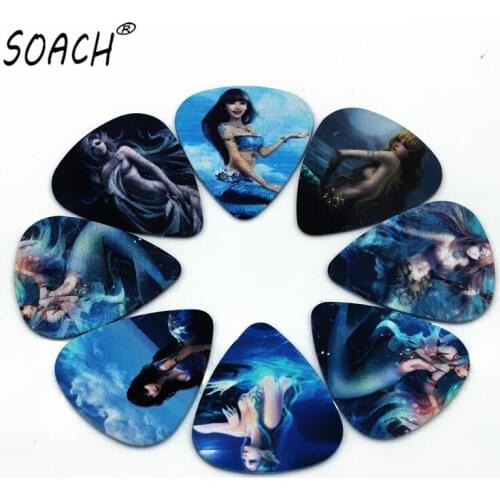 SOACH 50PCS 0.46mm Hot sale exquisite high quality two side earrings pick DIY design The little mermaid pick guitar picks