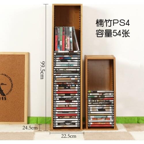 High Capacity Bamboo Material CD Stand DVD Rack PS4 Game Storage Rack Blu-ray Disc Shelf Black Film Rack CD Receiving Rack