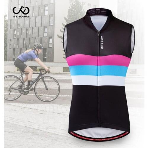 WOSAWE Woman MTB Cycling jersey Breathable Windproof Reflective ciclismo female Bicycle Riding Sleeveless bike shirts jersey